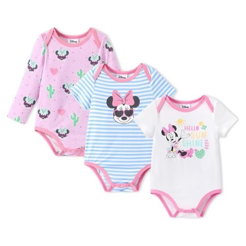 Disney Minnie Mouse - Paquete de 3 mamelucos de Niña
