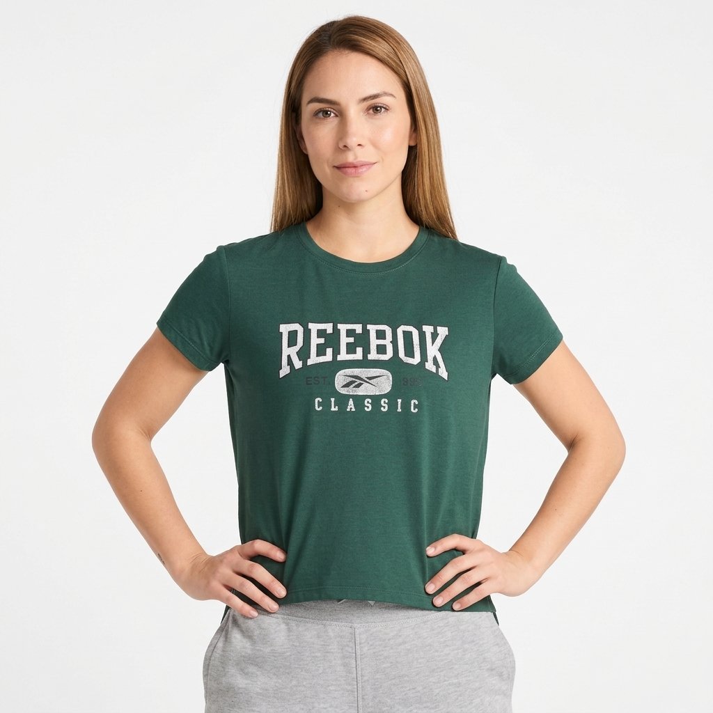 Camiseta Reebok cuello redondo verde para mujer