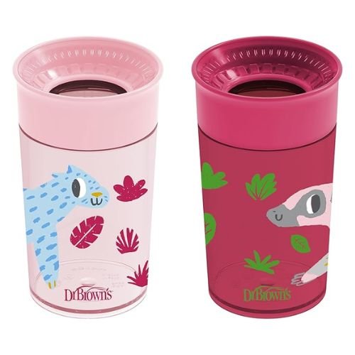 Dr. Browns Cheers 360 – Vaso entrenador sin boquilla, 300 ml, 2 unidades